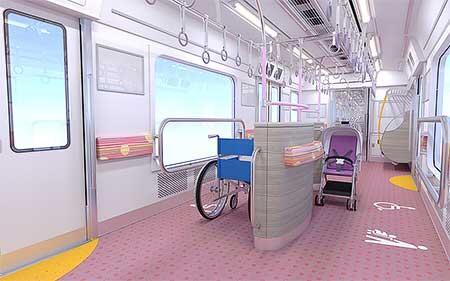 京王2000系の「大形フリースペース（仮称）」内装イメージ