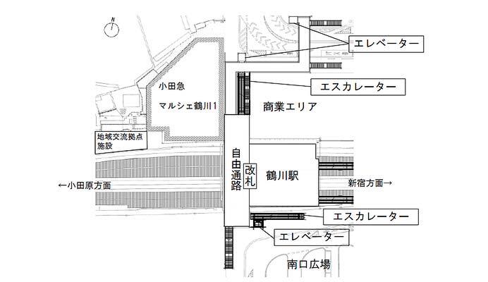 町田市・小田急，鶴川駅南北自由通路拡幅整備と駅改良工事に着手