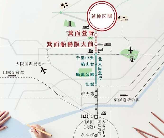 北大阪急行 南北線延伸線（千里中央—箕面萱野間）の開業日が2024年3月23日に決定