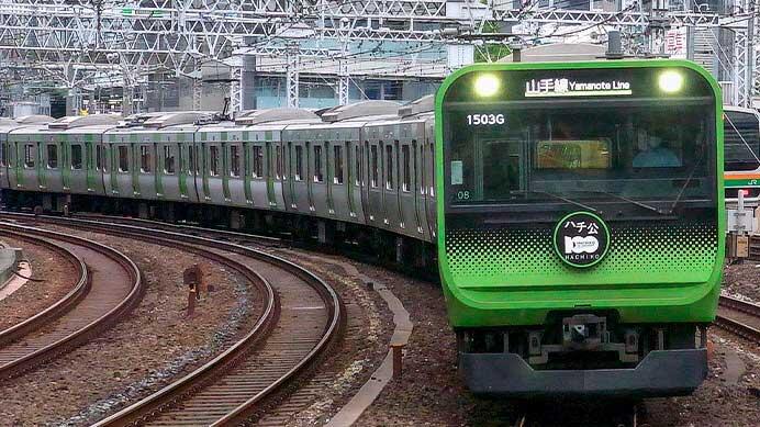 山手線E235系トウ08編成に「ハチ公生誕100年」ヘッドマーク