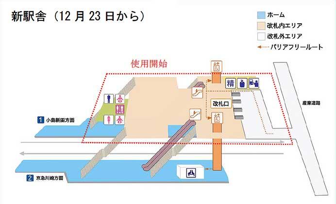 京急大師線大師橋駅，12月23日から新駅舎に