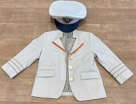 未使用生地を使用した「お子さま用レプリカ特急制服セット」