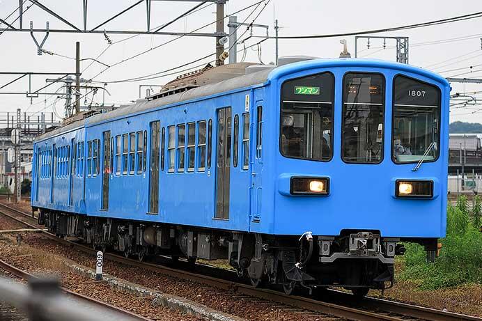 近江鉄道807編成がオリエントブルー色に
