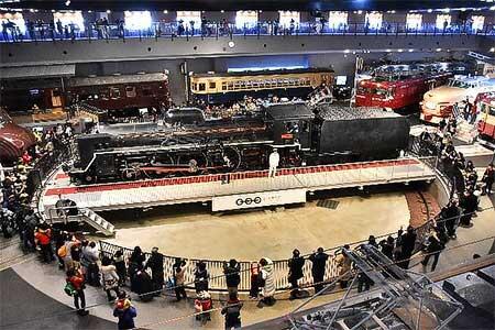 「転車台回転・汽笛吹鳴実演」