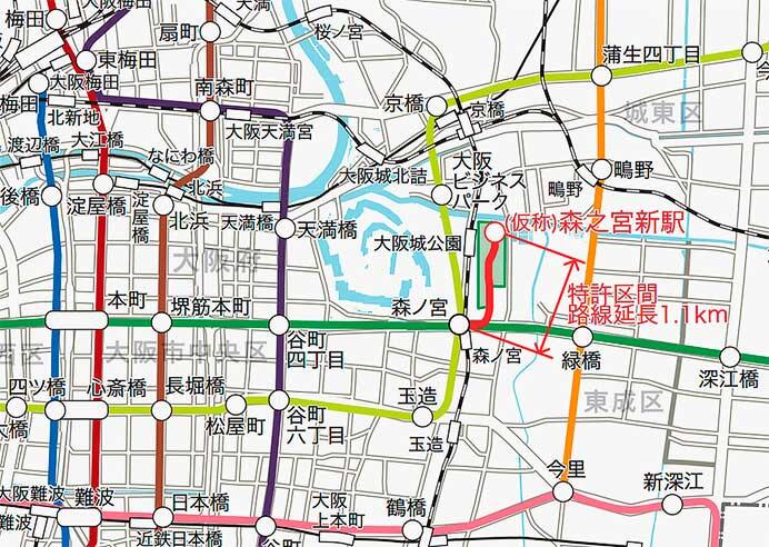 国土交通省，大阪市高速電気軌道中央線 森ノ宮&mdash;（仮称）森之宮新駅間の軌道事業を認可