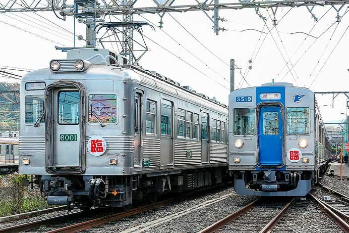 南海6000系無塗装車両と泉北3000系復刻デザイン車両の撮影会開催