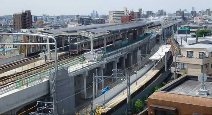 名鉄，瀬戸線喜多山駅付近の下り線を7月26日から高架線に切替え