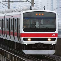 209系500番台ケヨ33編成が，試運転で東京へ