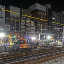 品川付近で山手線・京浜東北線の線路切換工事