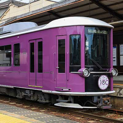 嵐電「KYOTRAM」に北野線100周年ヘッドマーク